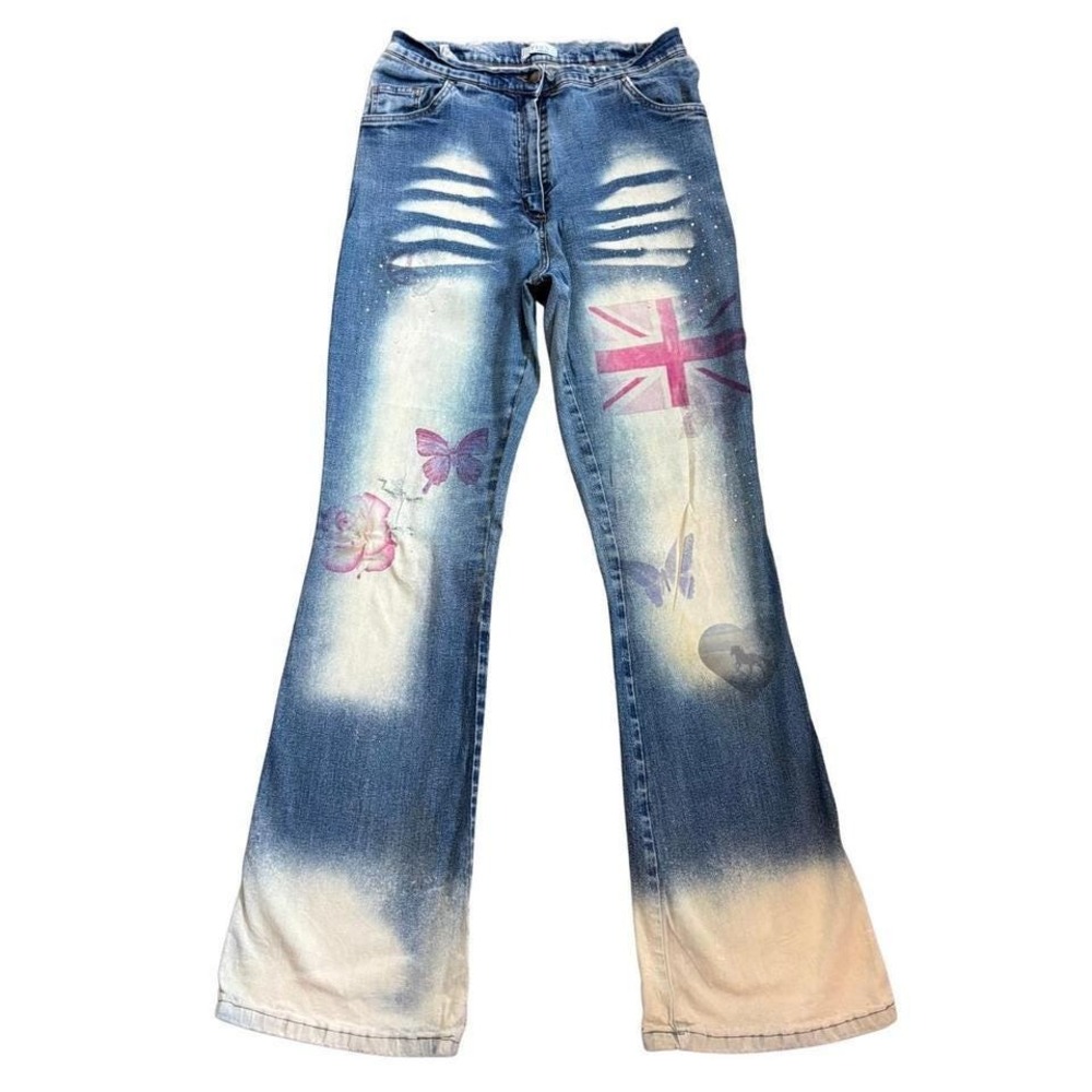 Vintage Y2K low rise Butterfly Flare Jeans Medium fairycore jeans